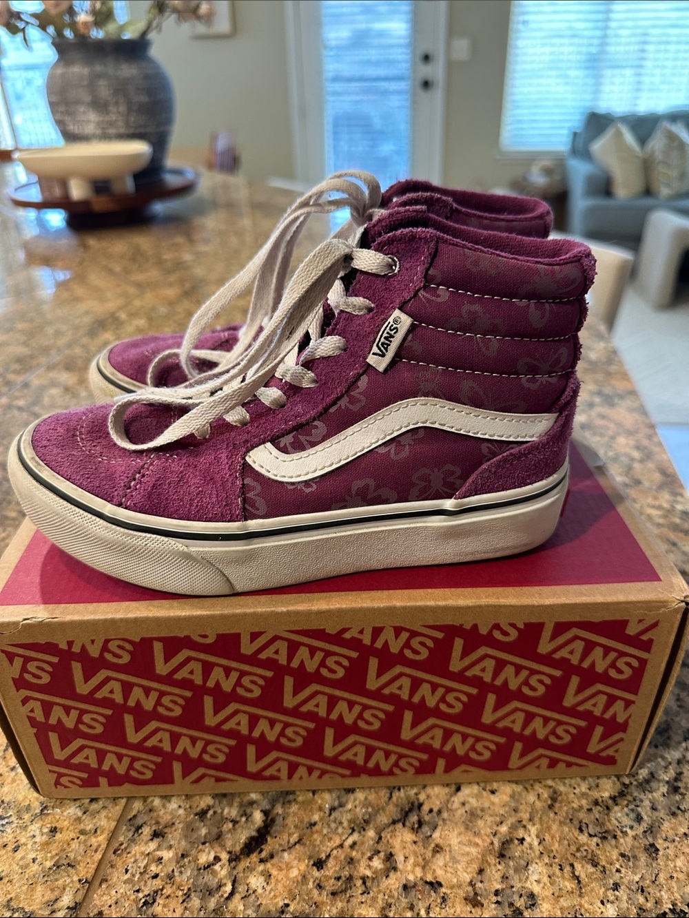 Vans Purple Floral Sk8-Hi Kids High-Top Sneakers